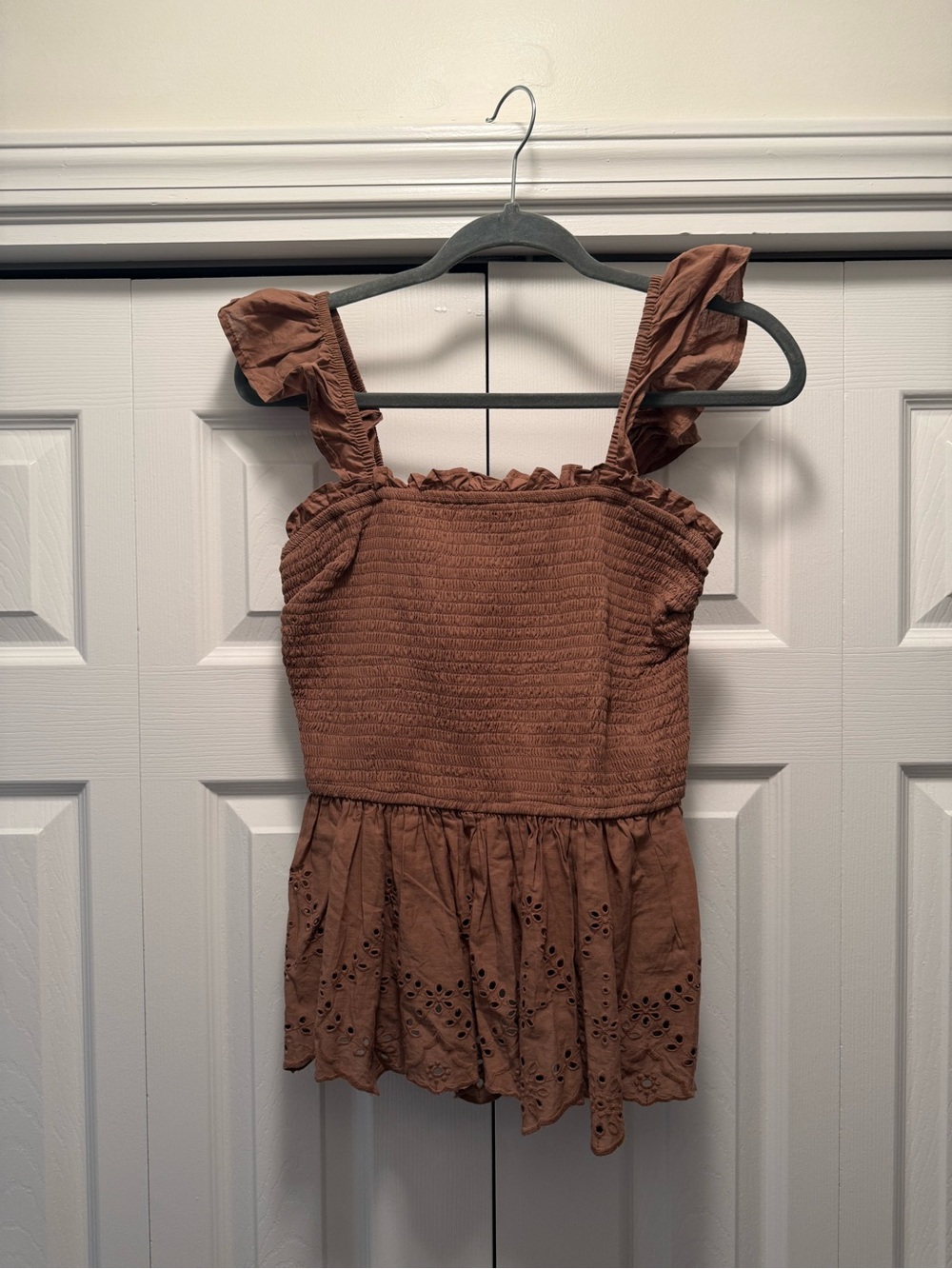 Japna Rust Brown Ruffled Tank Top